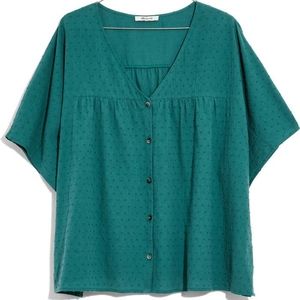 Madewell Swiss Dot V-neck Blouse 1X NWT